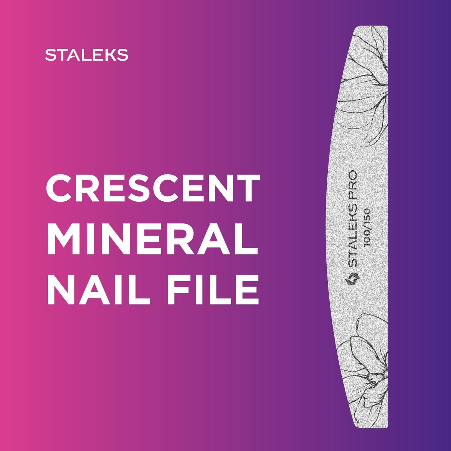 STALEKS PRO Expert 40 Crescent Mineral Nail File (100/150 Grit, 25 Pcs) – Professional Double-Sided File for Artificial & Thick Natural Nails
