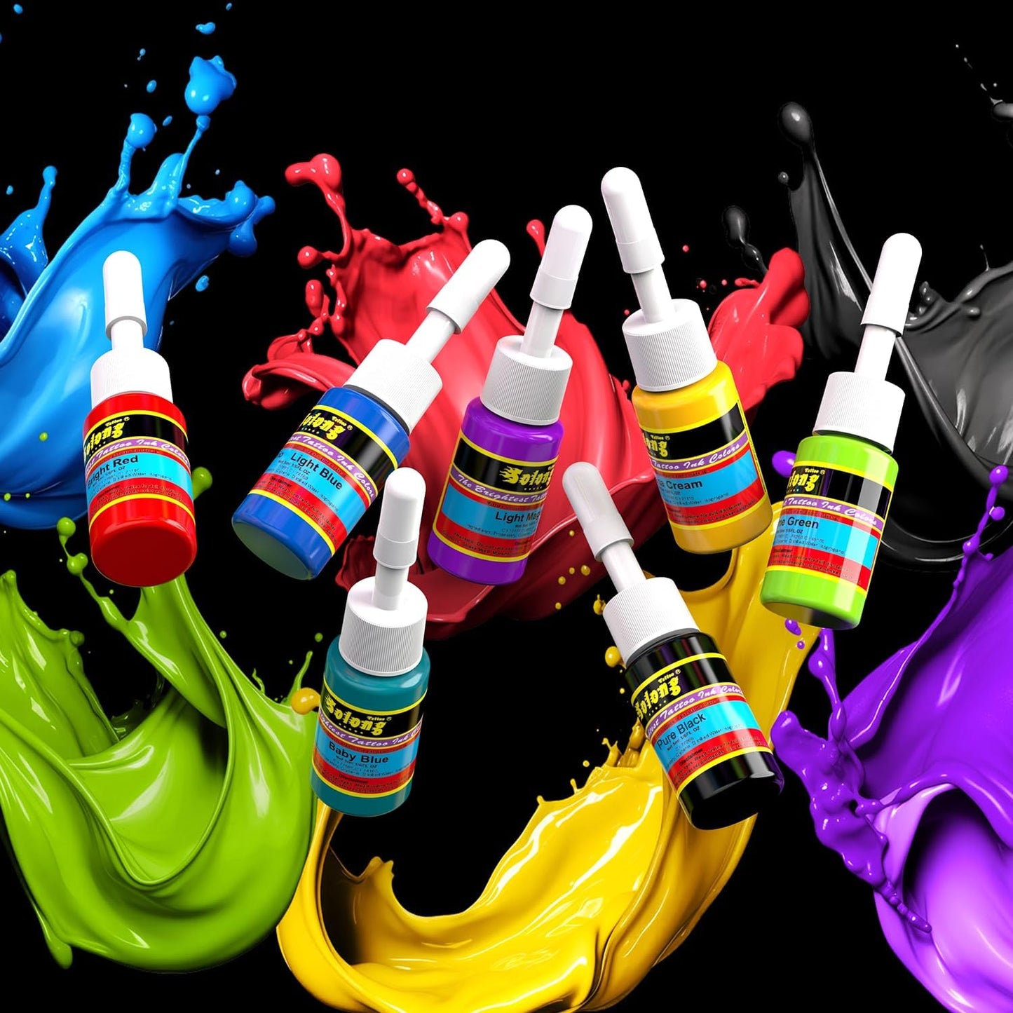 Solong Tattoo Ink Set 54 Complete Colors Pigment Kit 1/6oz (5ml) Tattoo Supply for Tattoo Kit TI1001-5-54