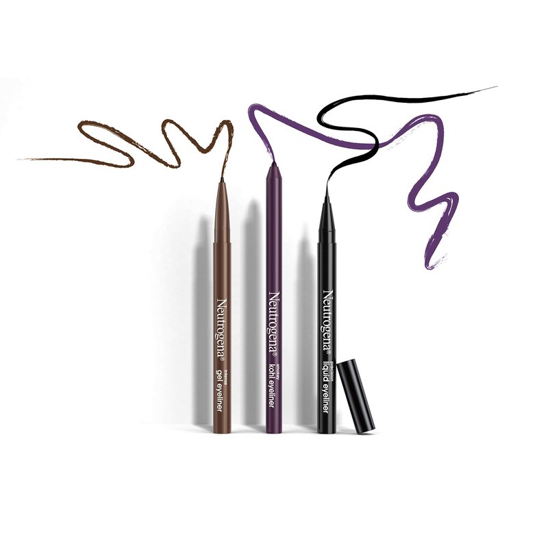 Neutrogena Intense Gel Eyeliner, Eye Makeup with Antioxidant Vitamin E, Bold Precision Eyeliner, Smudge- and Water-Resistant, Dark Brown, 0.004 oz