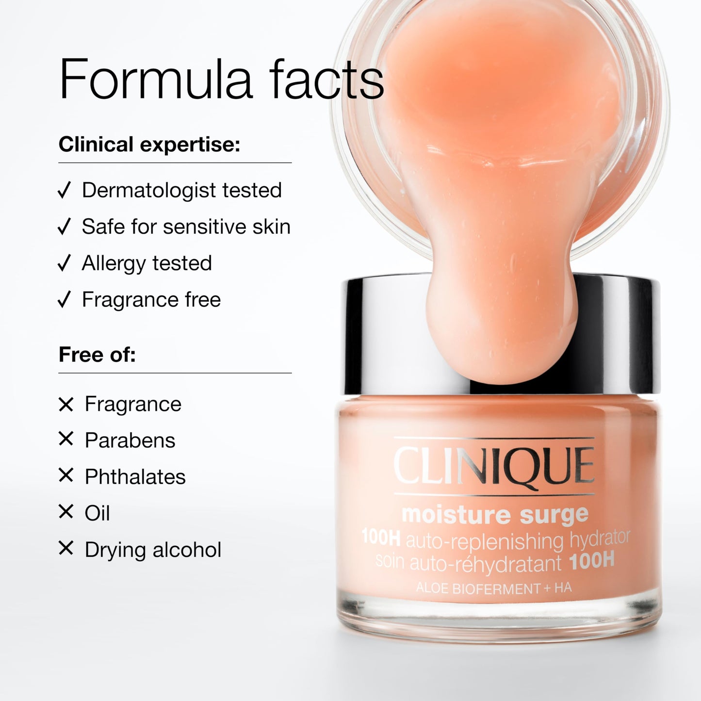 Clinique Moisture Surge 100H Auto-Replenishing Hydrator Oil Free Face Moisturizer | With Hyaluronic Acid, Aloe Bioferment and Vitamins C + E | For All Skin Types | Hydrating + Moisturizing, 4.2 Fl Oz