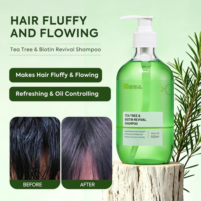 Tea Tree Shampoo for Oily Hair - Clarifying Biotin Formula for Deep Cleansing & Scalp Balance | 16.9 FL OZ