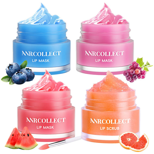ANRCOLLECT 4-Pack Lip Scrub and Lip Mask Set