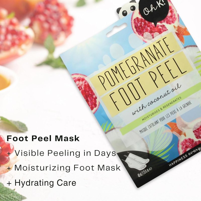 Pomegranate Foot Peel Mask - Exfoliating Treatment for Dry Feet & Cracked Heels | 1 Pair