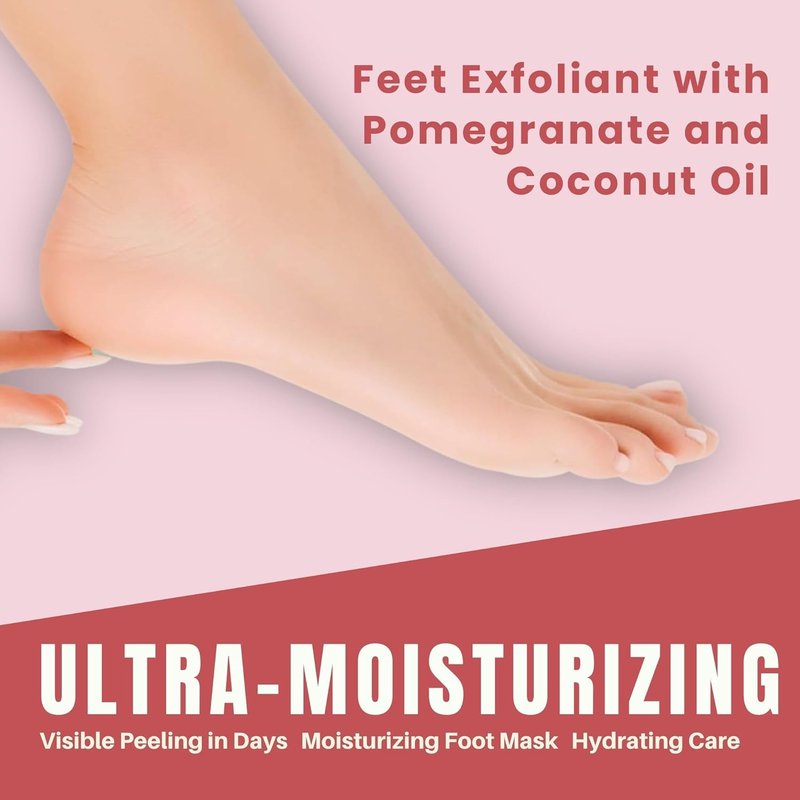 Pomegranate Foot Peel Mask - Exfoliating Treatment for Dry Feet & Cracked Heels | 1 Pair