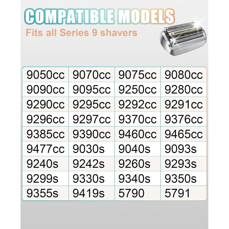 92S Replacement Shaver Head Compatible with Braun 9 Series Foil Shaver 9477cc,9330s,9465cc,9460cc,9419s,9390cc,9385cc
