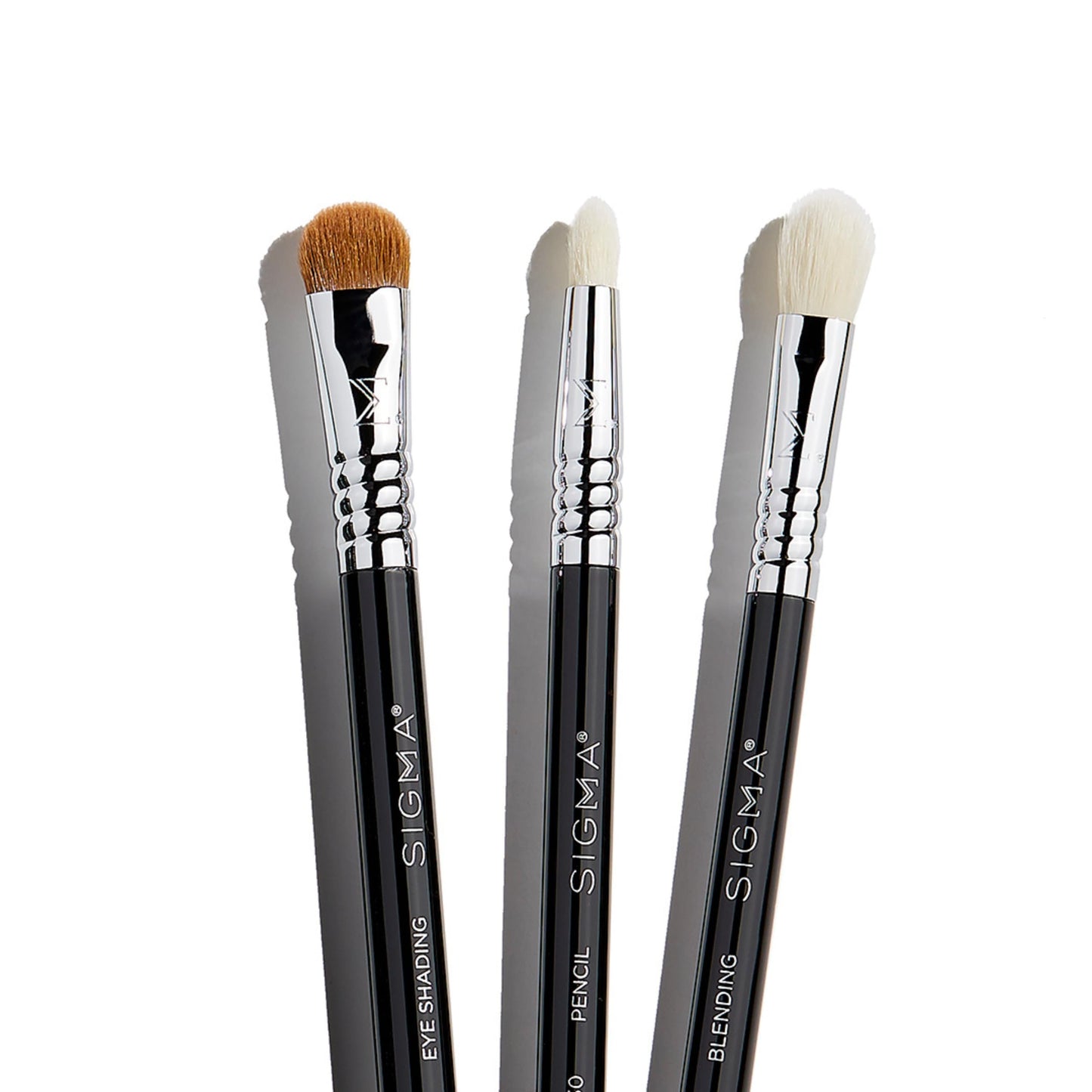 Sigma Beauty Glam ‘N Glow Mini Eye Makeup Brush Set – Set of 3 Eye Makeup Brushes for Blending, Shading, Lining, and Smudging, Includes Stylish Black Small Makeup Bag (4 Pcs)