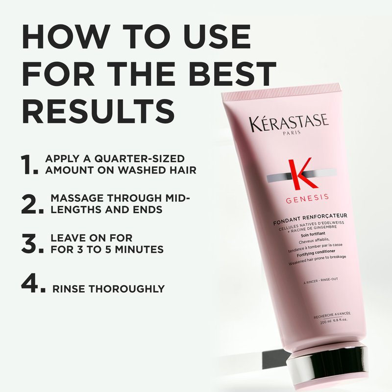 Kerastase Genesis Strengthening Fondant Renforcateur Conditioner - For Weak or Damaged Hair, Detangles & Hydrates, For Normal to Dry Hair, 2.5 Fl Oz