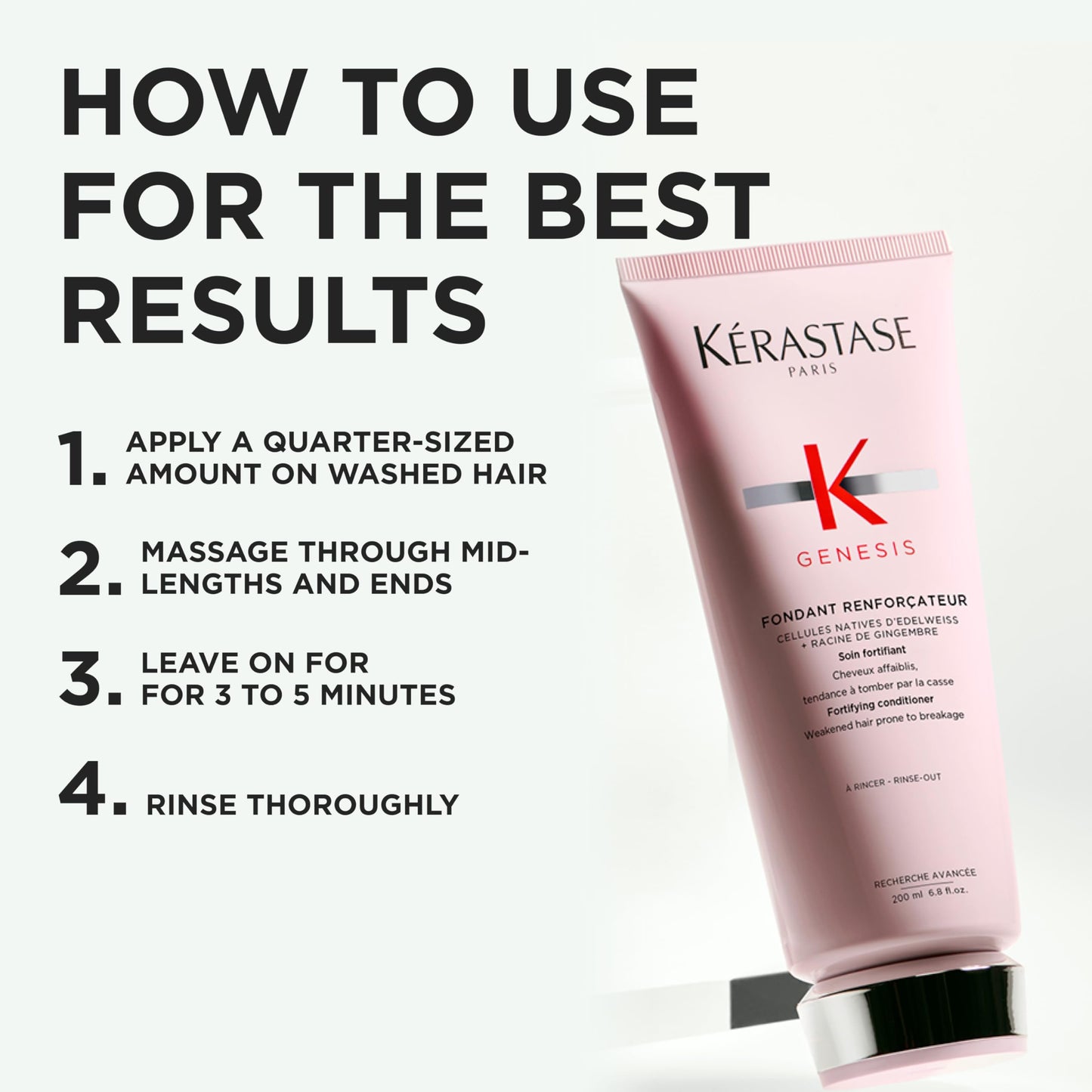 Kerastase Genesis Strengthening Fondant Renforcateur Conditioner - For Weak or Damaged Hair, Detangles & Hydrates, For Normal to Dry Hair, 2.5 Fl Oz
