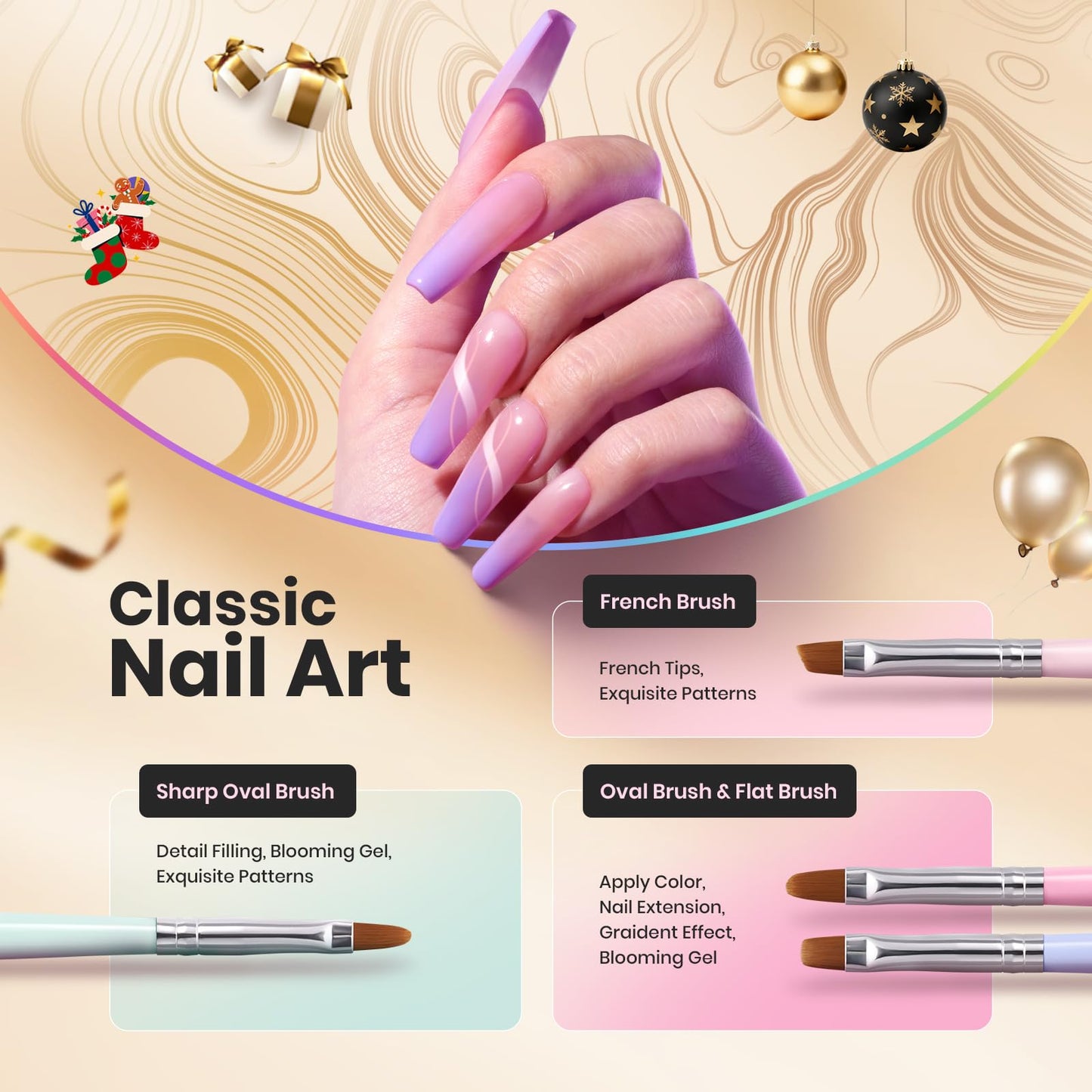 Beetles Gel Nail Polish Kit 20 Colors Nude Pink Purple Glitter Red Manicure Kit and Nail Art Brushes Set Gel Polish Nail Art Design Pen Painting Tools.