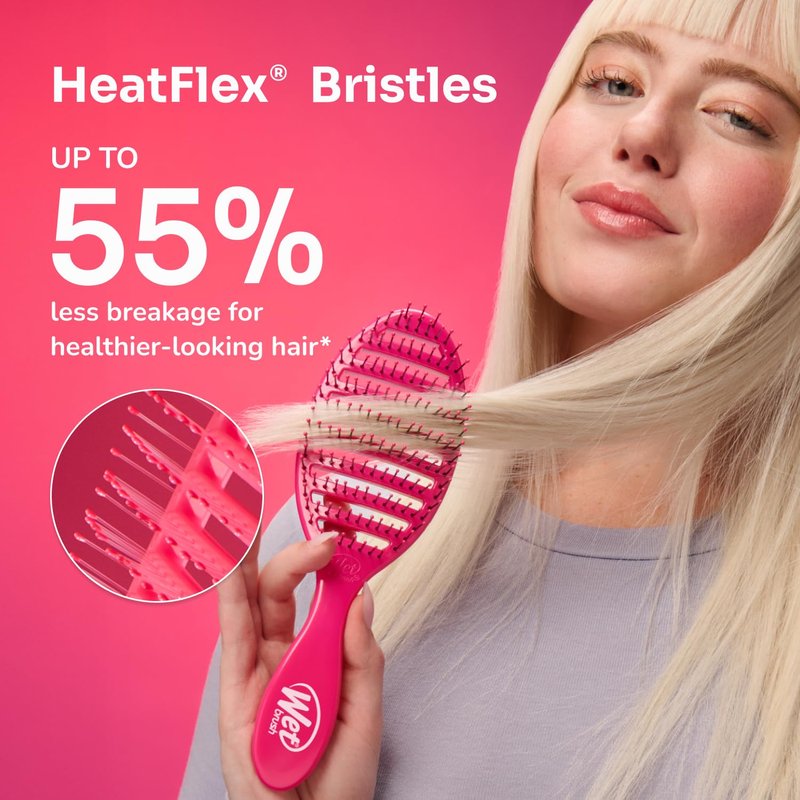 Speed Dry Hair Brush - Vented Design with Soft HeatFlex Bristles for Pain-Free Styling | Pink Sweet Seaglass