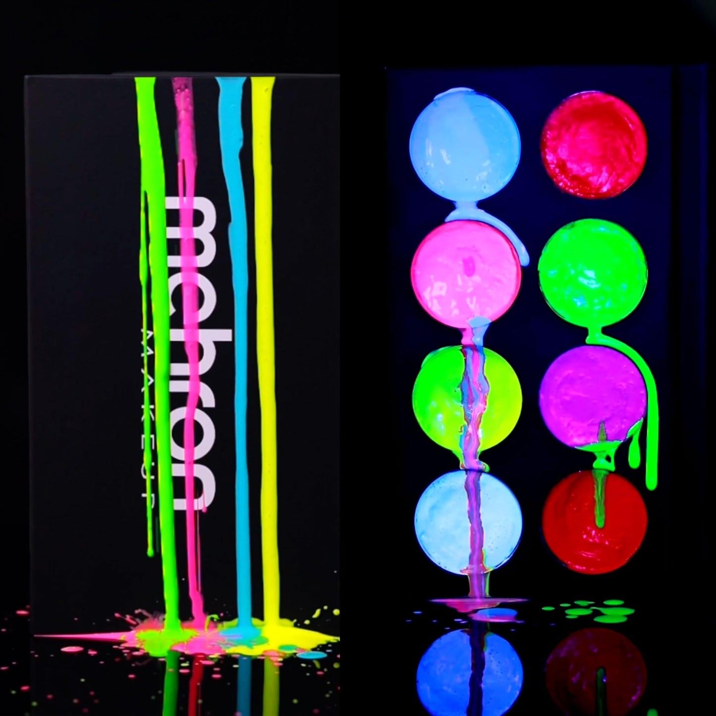 Mehron Paradise FX Neon UV Glow 8 Color Palette | Magnetic Refillable Special Effects Paint Palette | Professional Water Activated Paint for Raves, Costumes, SFX, Halloween, Cosplay | Made in the USA