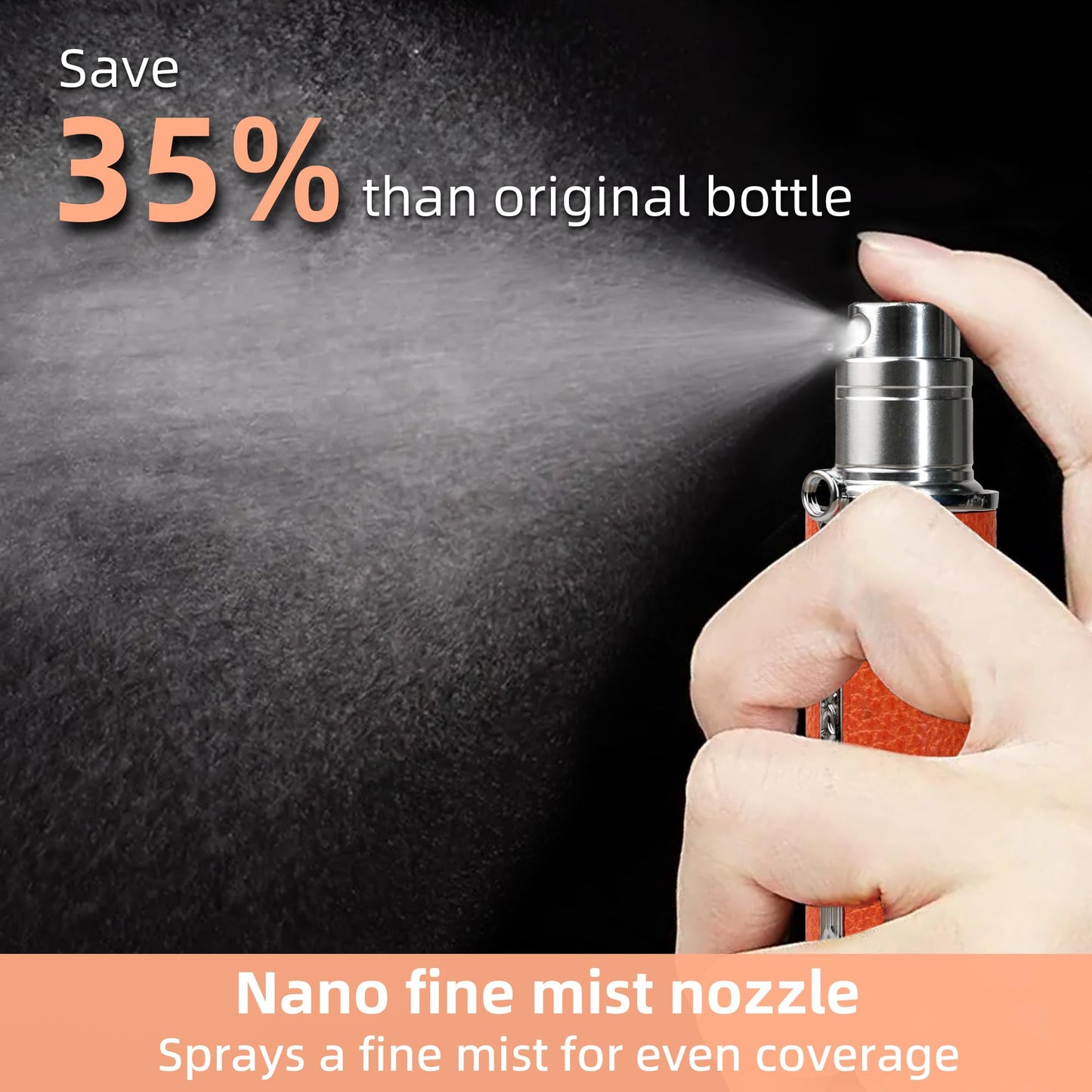 muilsae AF00BK Leather Perfume atomiser, 10ml Bottom Fill Travel Perfume Bottle, Refillable Perfume Dispenser for Women & Men (Black)