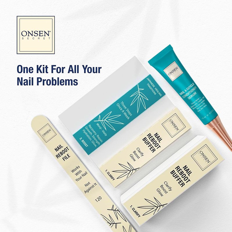 Nail Care Kit - Japanese Cuticle Serum & Buffer for Spa-Quality Manicure | Organic Ingredients, Long-Lasting Shine
