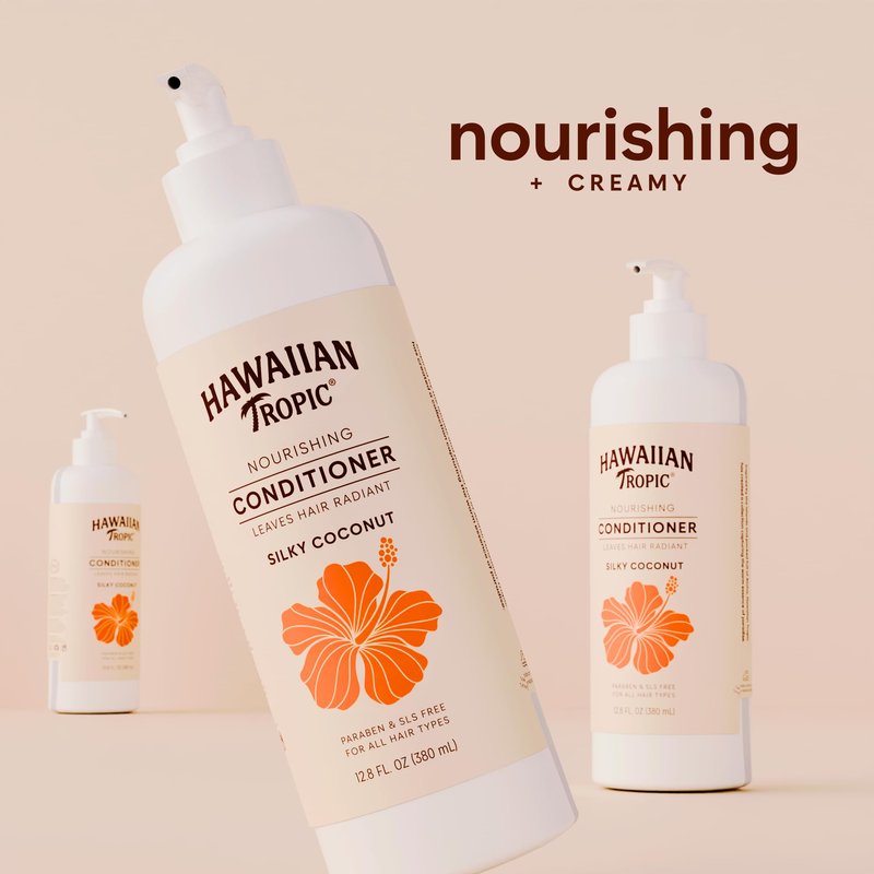 Hawaiian Tropic Silky Coconut (5 Pack) Bulk Hotel Amenities - 380ml Bottles (64 fl oz Total) - SLS Free Toiletries for Airbnb Hosts, Guest Bathrooms & Vacation Rentals (Conditioner)