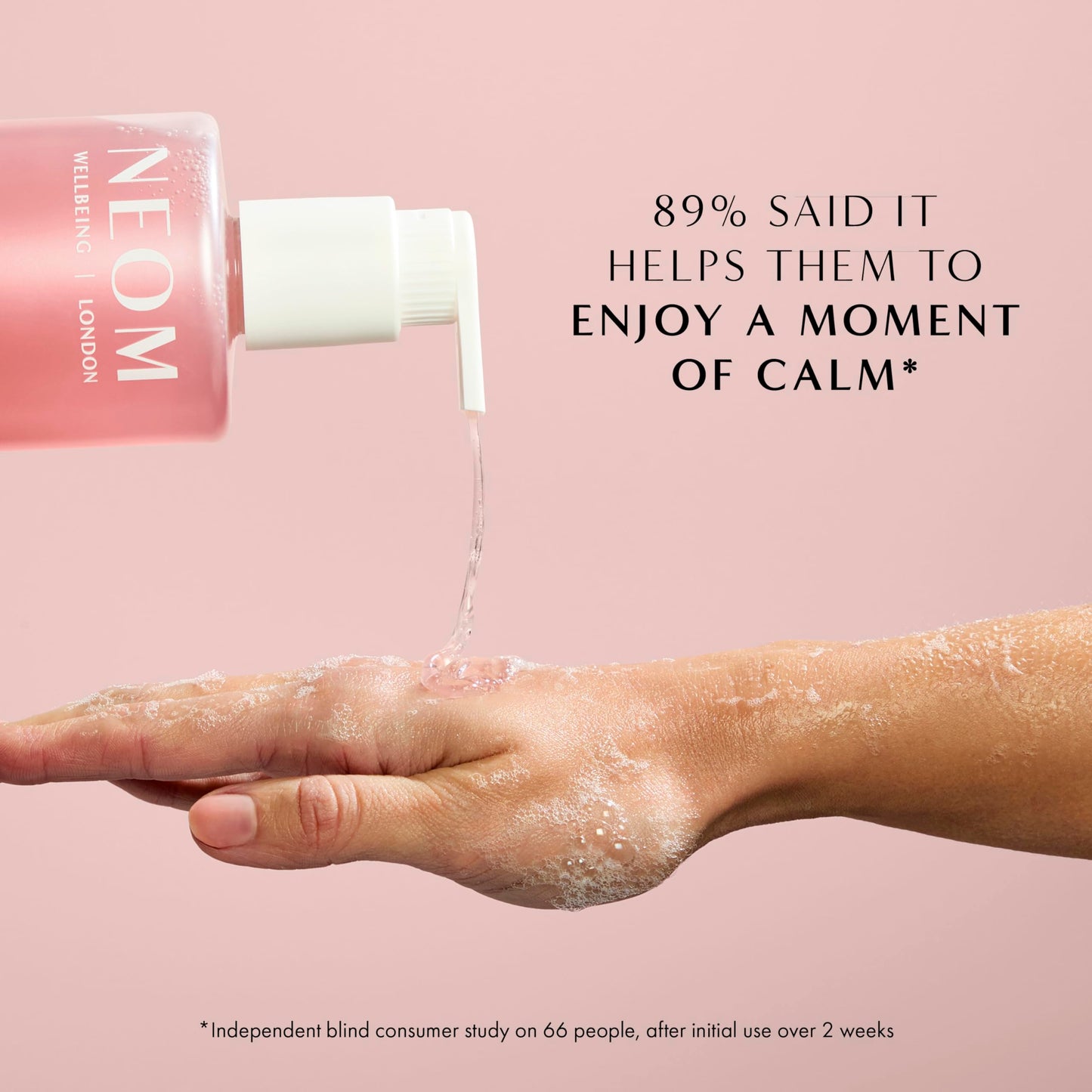 Neom Complete Bliss Hand Wash, 300ml | Blush Rose, Lime & Black Pepper I Natural colour derived from gardenia fruit I 100% Recyclable Bottle I Refillable