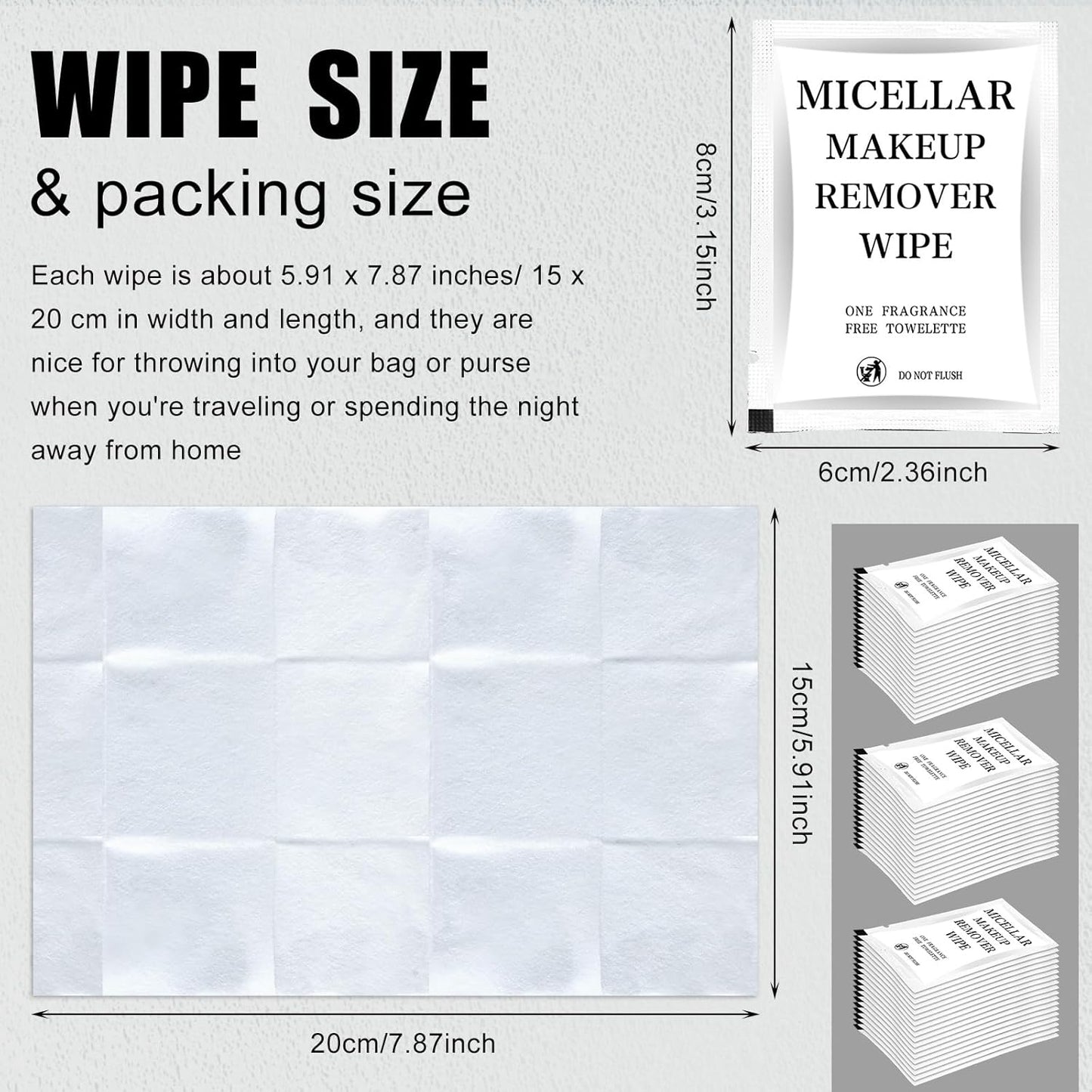 Makeup Remover Wipes - 150 Individually Wrapped Facial Cleansing Pads | Travel-Friendly White Cloths
