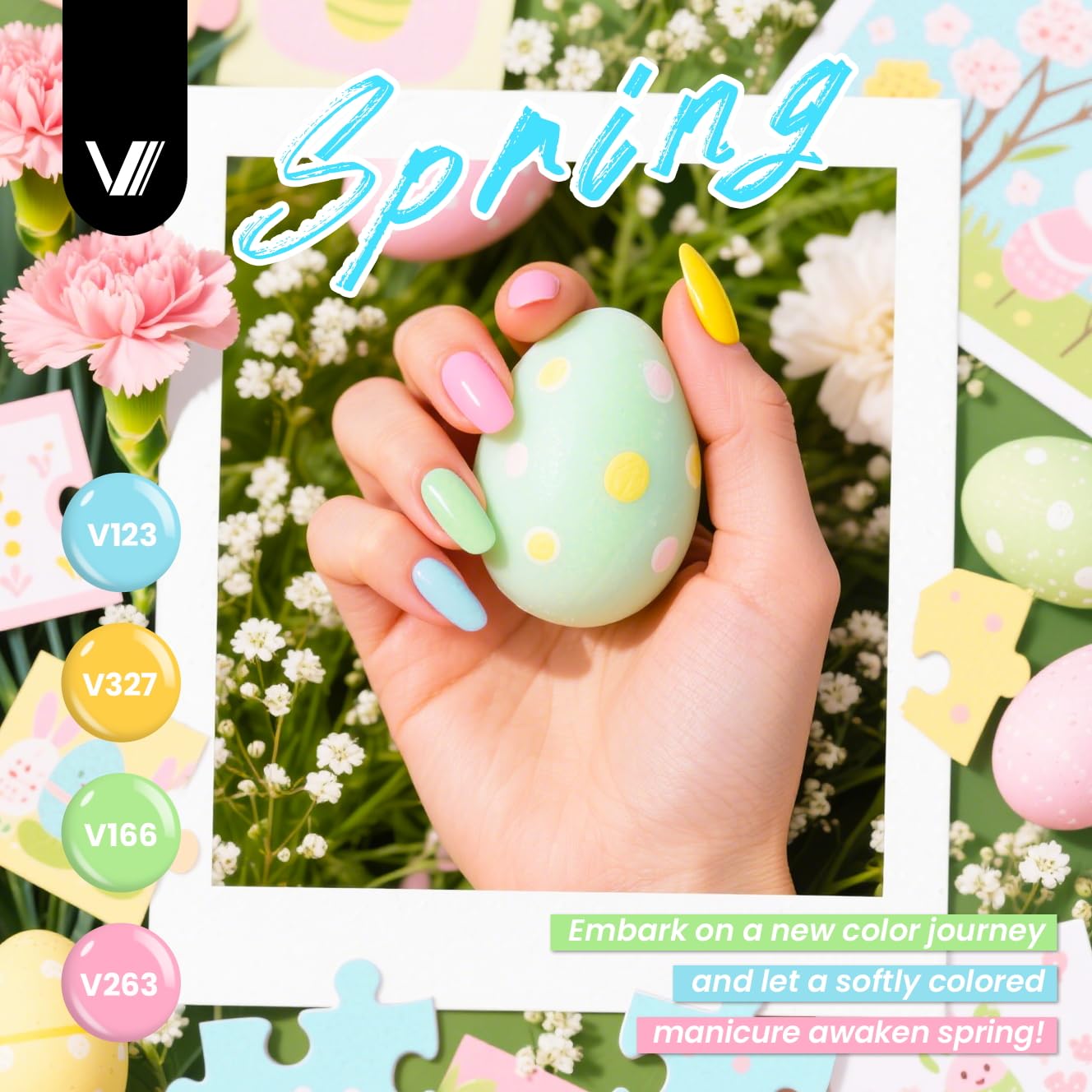 VANREESA 60 Pcs Gel Nail Polish Set - 55 Vibrant Colors for All Seasons | Base & Top Coats Included
