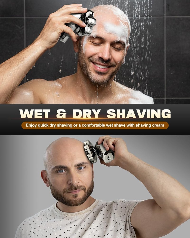 Head Shaver for Bald Men - 7D Waterproof Electric Razor with Detachable Blades | 5-in-1 Grooming Kit for Smooth Shaving