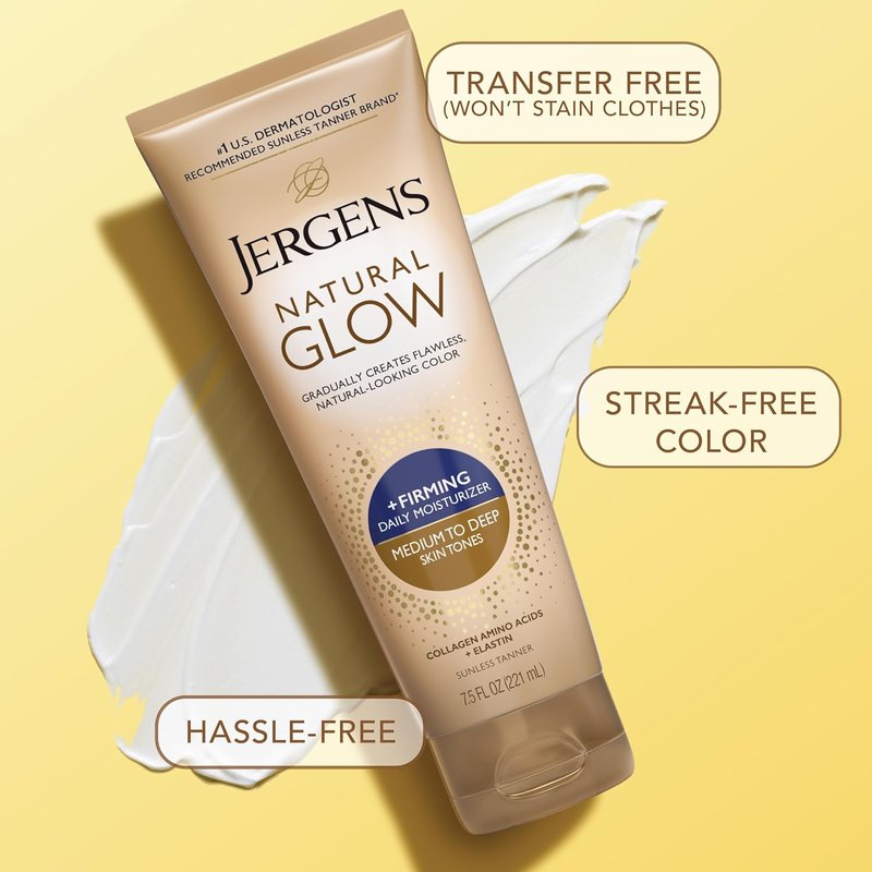 Jergens Natural Gradual Glow Daily Moisturizer Bundle - Firming & SPF 20 Face Cream | 7.5 oz & 2 oz, Medium to Tan