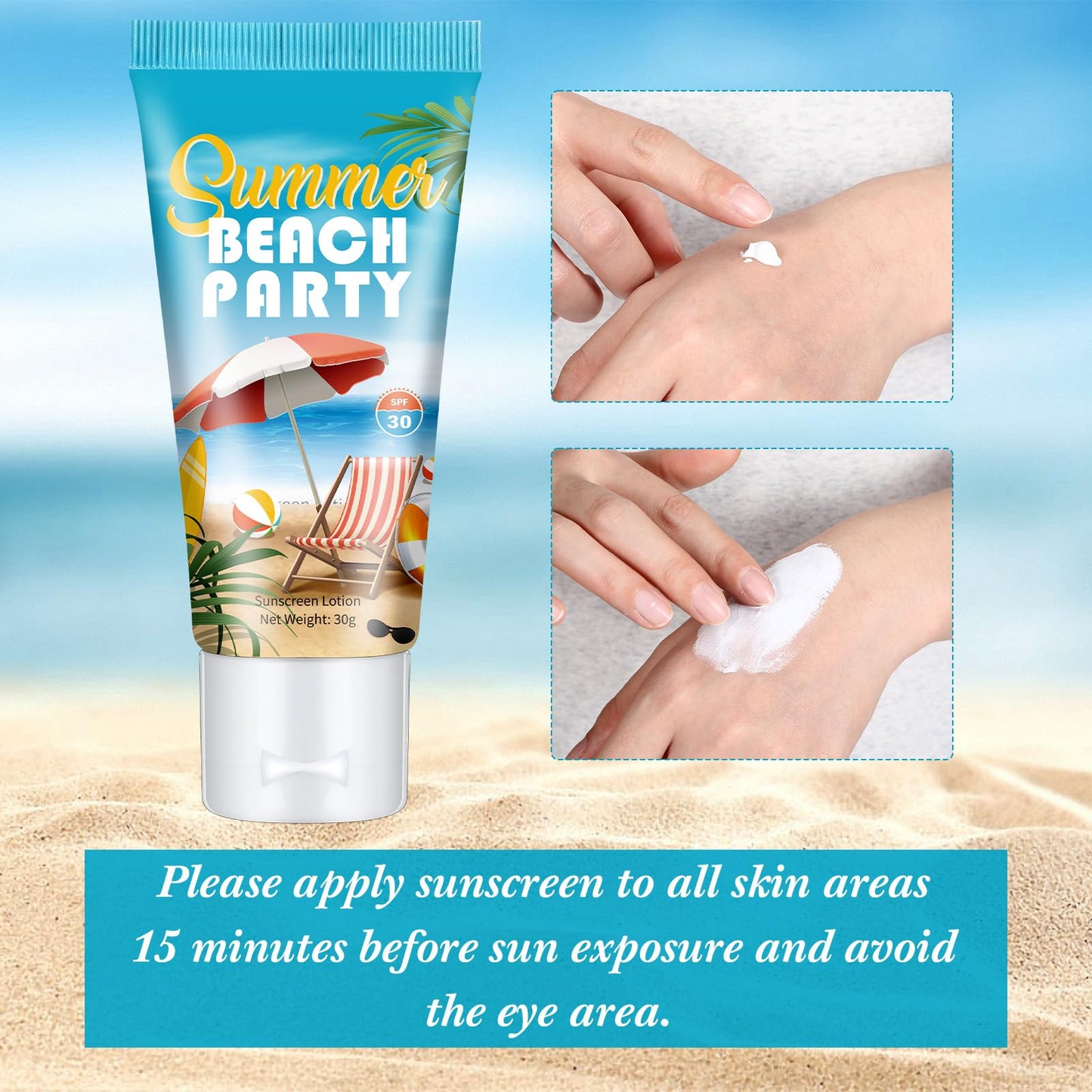 Dansib 24 Pcs Mini Sunscreen Bulk for Summer Party Wedding SPF 30 Water Resistant Sunscreen Lotion Bulk 1oz Travel Size for Thank You Gifts Wedding Supplies (Christmas)