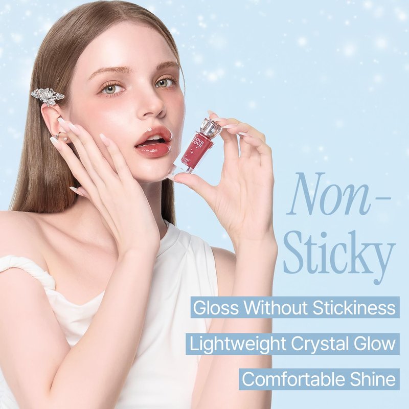 Crystal Dewy Lip Gloss - Lightweight Non-Sticky Hydrating Formula | High-Shine Korean Lip Care | 0.17 oz. (Pink Dolphin)