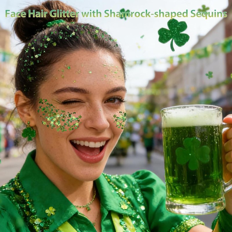Shamrock Glitter Stick for Face, Hair & Body | St. Patrick's Day Four Leaf Clover Green Makeup