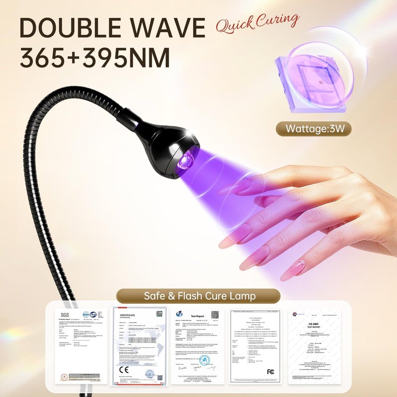 AORAEM Nail Lamp LED Nail Manicure Light Nail Polish Curing Lamps with Black Gooseneck and Clamp for Gel Nails