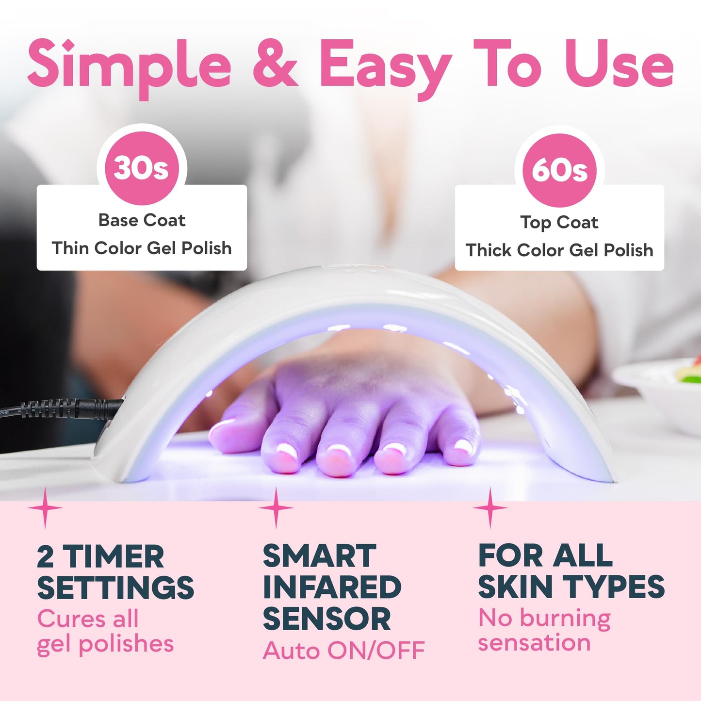 SUNUV SUN9C UV LED Nail Lamp Pink with Top Gel and Base Gel
