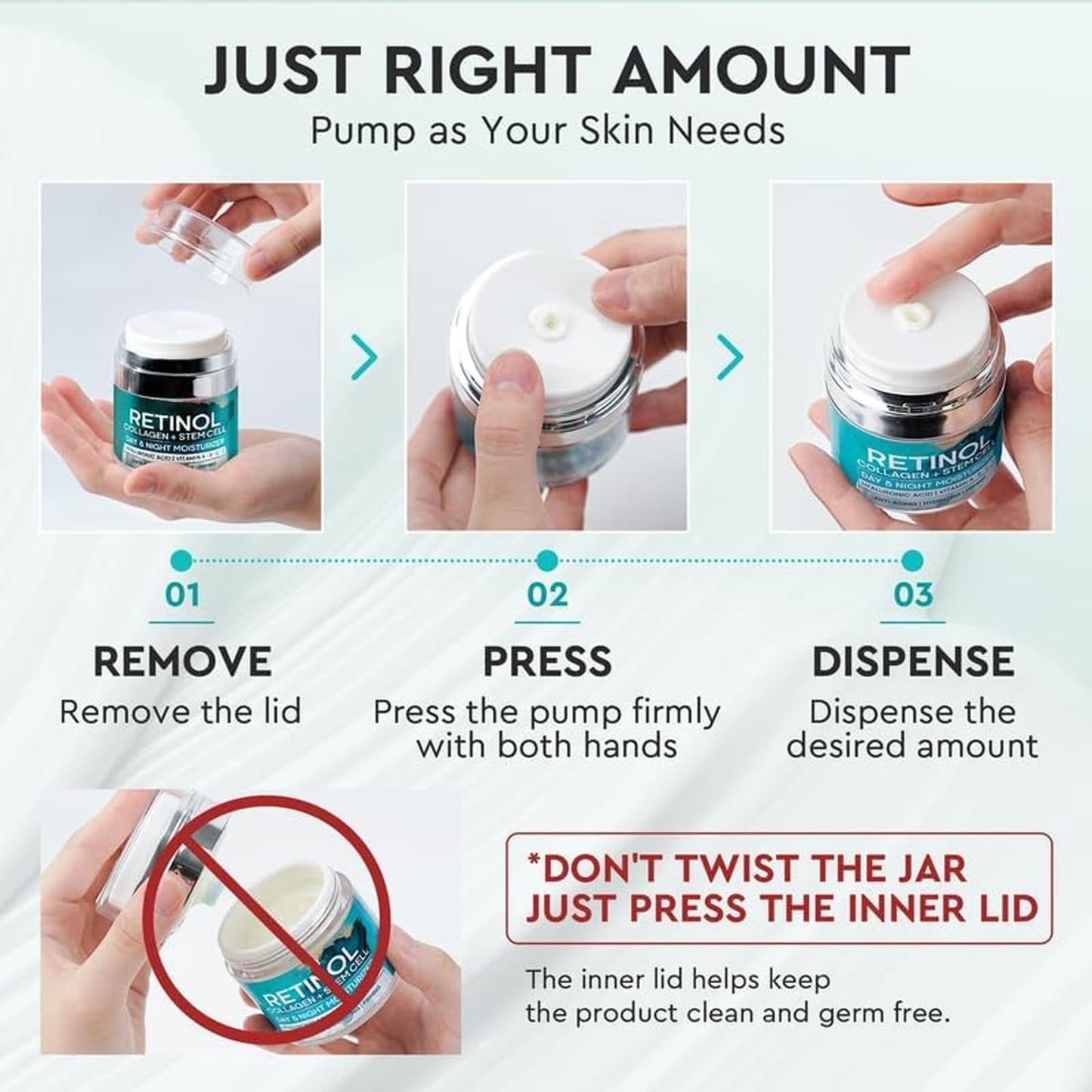 Collagen Face Cream with Retinol, Hyaluronic Acid & Niacinamide - Anti-Wrinkle, Firming & Hydrating Moisturizer with Plant Stem Cell Extract - Airless Pump for Day & Night Use - For All Skin Types