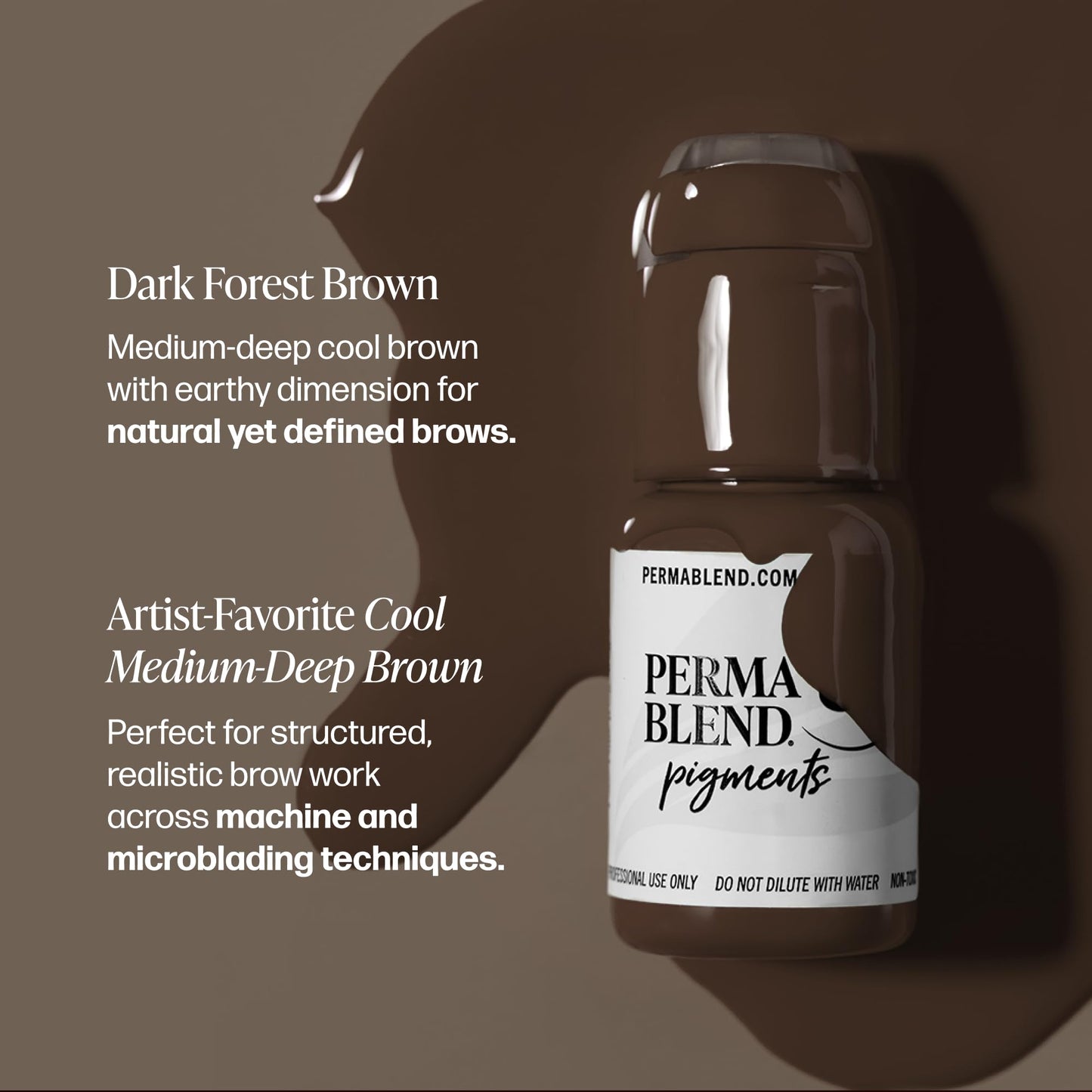 Perma Blend - Dark Forest Brown - Microblading Ink for Permanent Eyeliner - Professional Tattoo Ink - Neutral Cool Dark Brown Tattoo Ink Makeup - Vegan (0.5 oz)
