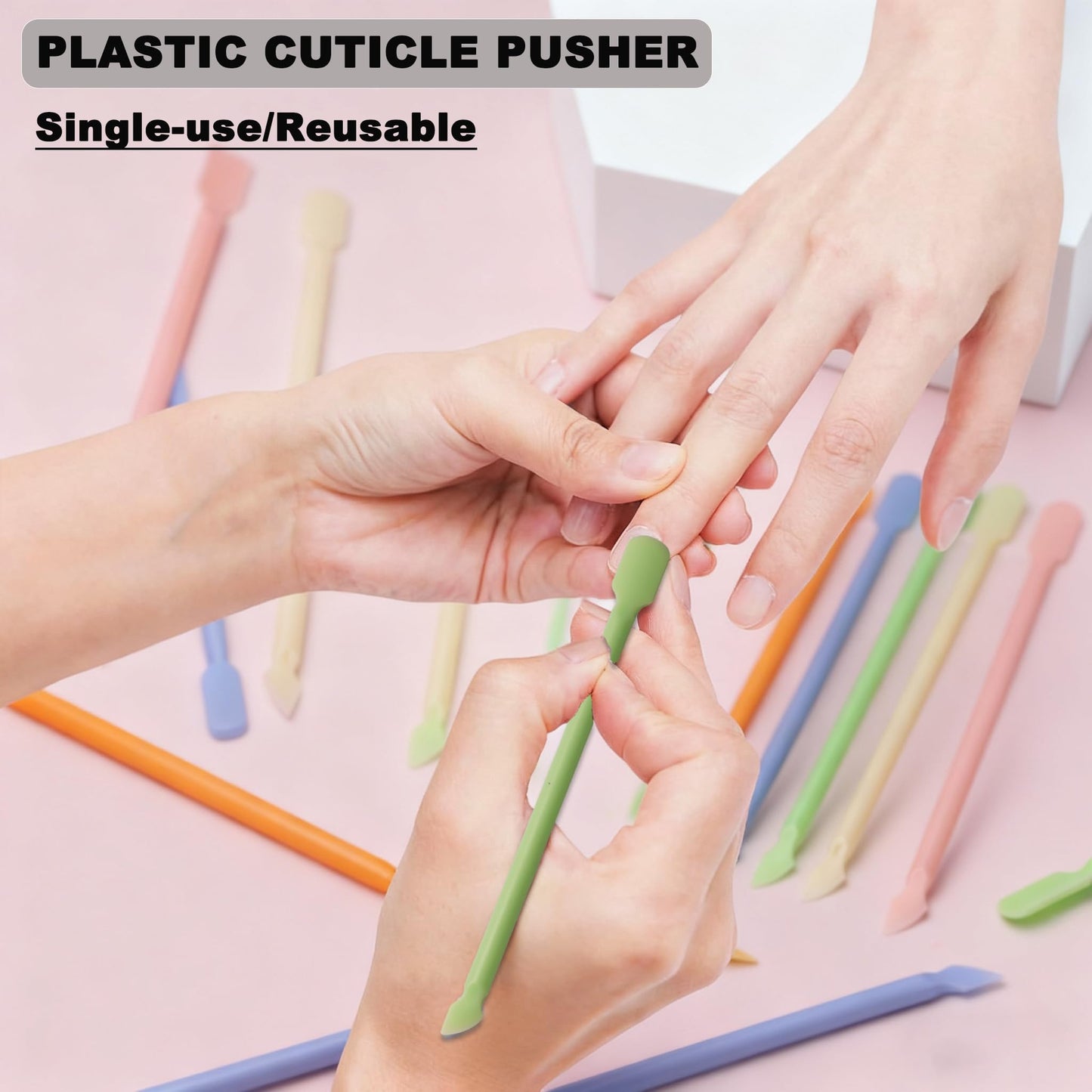 HaimiLiya 30Pcs Plastic Cuticle Pusher, Small Dual-end Dead Skin Nail Pusher Nail Dirt Cleaner Tool Gel Polish Remover Tool, Gentle Plastic Pusher, Manicure Tool