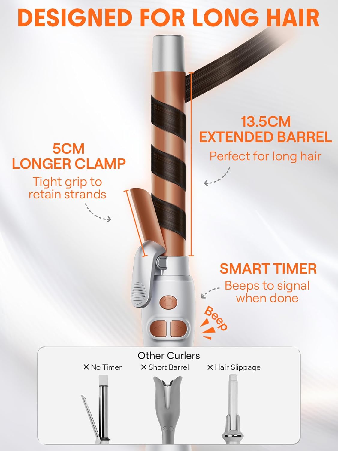 Automatic Curling Wand - 1 Inch Rotating Curling Iron for Long Hair | Self-Spinning Barrel up to 430°F