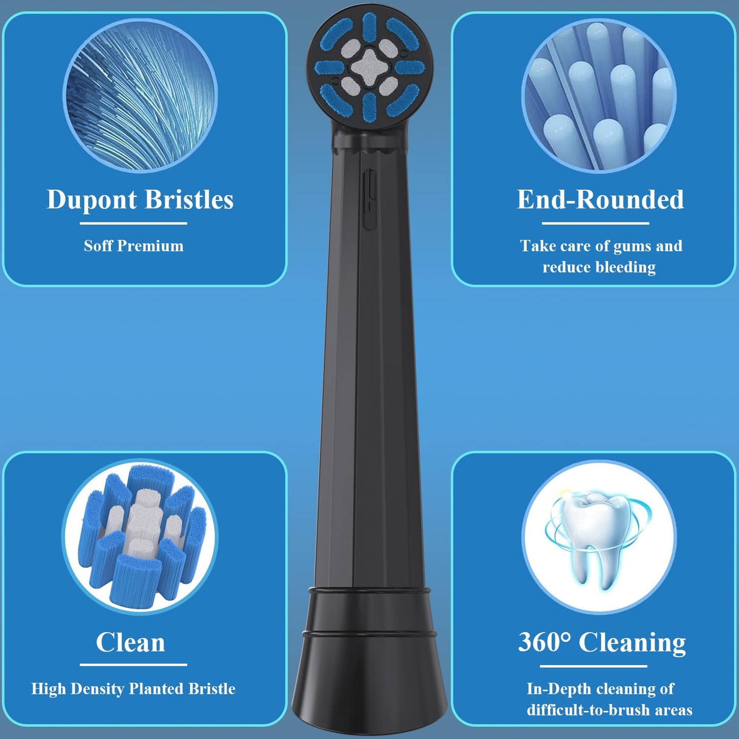 Replacement Toothbrush Heads Compatible with Oral B iO 3/4/5/6/7/8/9/10 Series Electric Toothbrush, Premium Grade Bristles, Black, 8 Pack