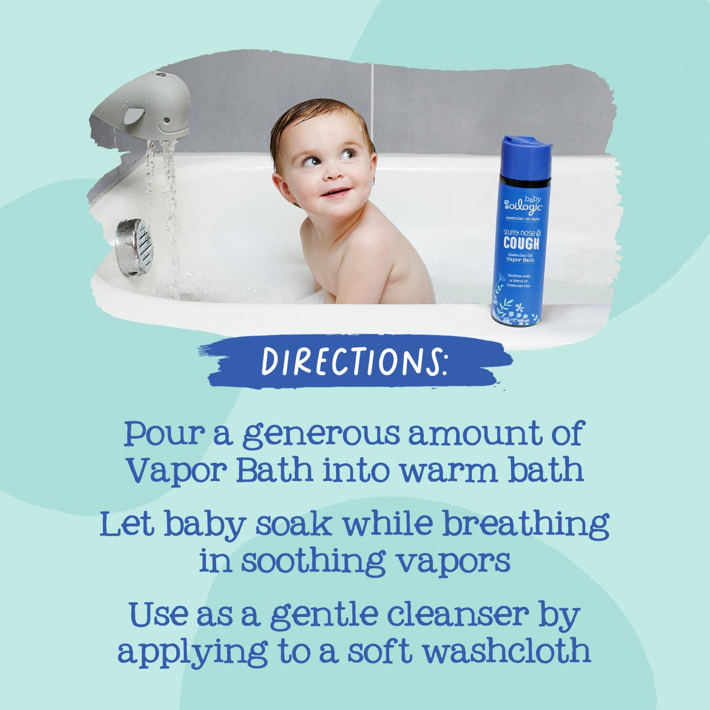 Oilogic Stuffy Nose and Cough Vapor Bath Relief for Babies & Toddlers, Essential Oil Breathe Blend - Pediatrician & Dermatologist Tested Formula Naturally Soothes with Essential Oils- 266ml (9 fl oz)