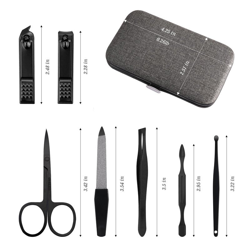SOPOLISE Manicure Pedicure Set Personal Care Nail Clipper Kit 7 PCS Manicure and Pedicure Kit Nail Care Kit for Men Suitable for Travel(Gray) Present for Men Husband Boyfriend Parent