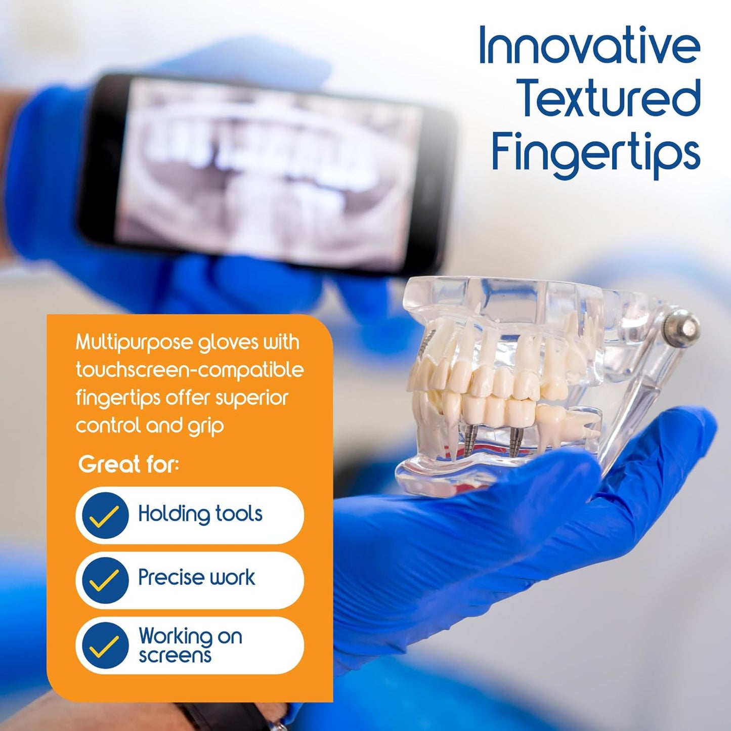 Cobalt Blue Nitrile Disposable Gloves - 4.5 Mil Thickness | Safety Medical Exam & Cleaning Use