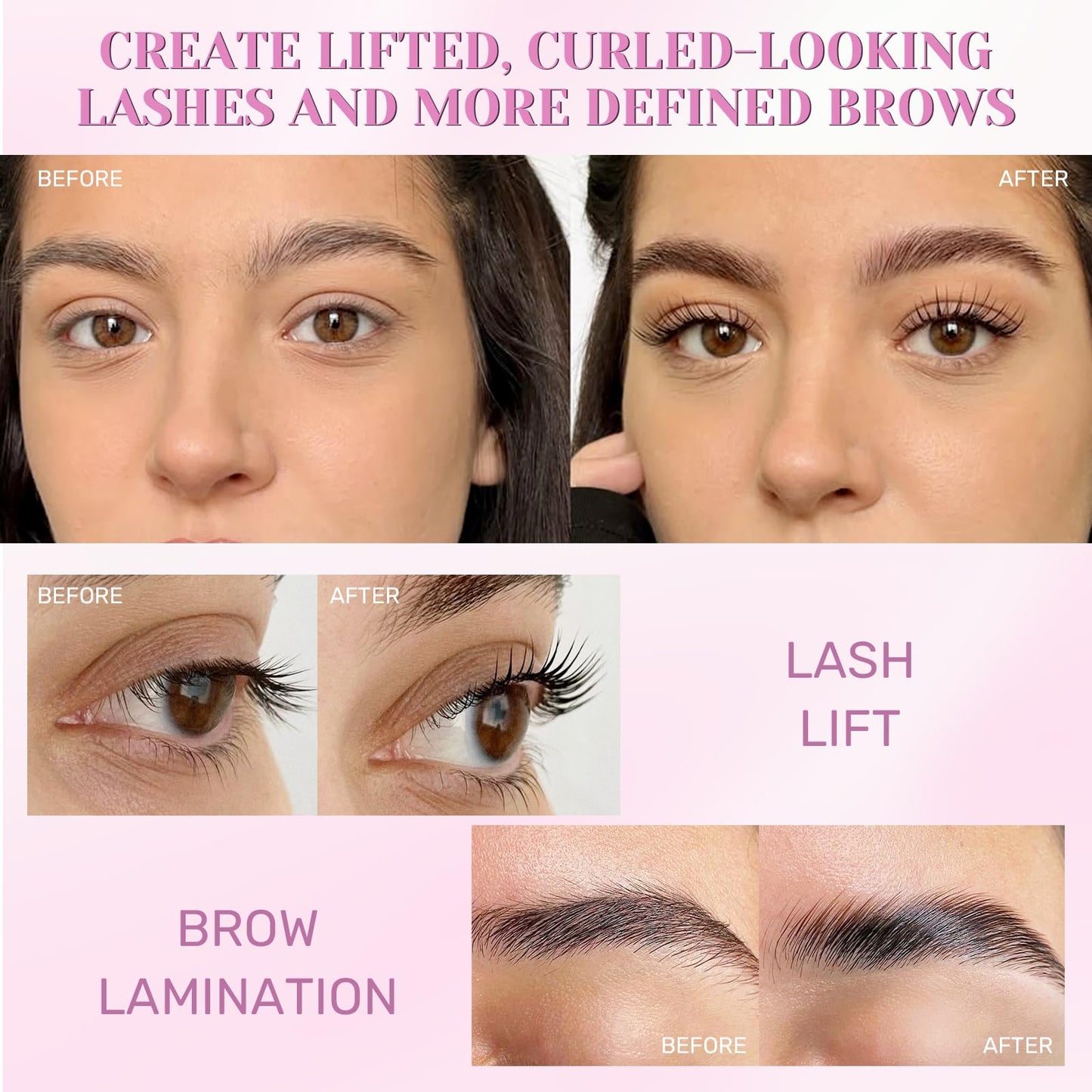 Libeauty Lash Lift Kit with Lash Glue Balm Eyelash Lift Kit & Brow Lamination Kit New Lash Lifting Pads Last Up 4-6 Weeks Tubular Precision Design Curling Perming Lotion & Liquid Set Home Perm Kit