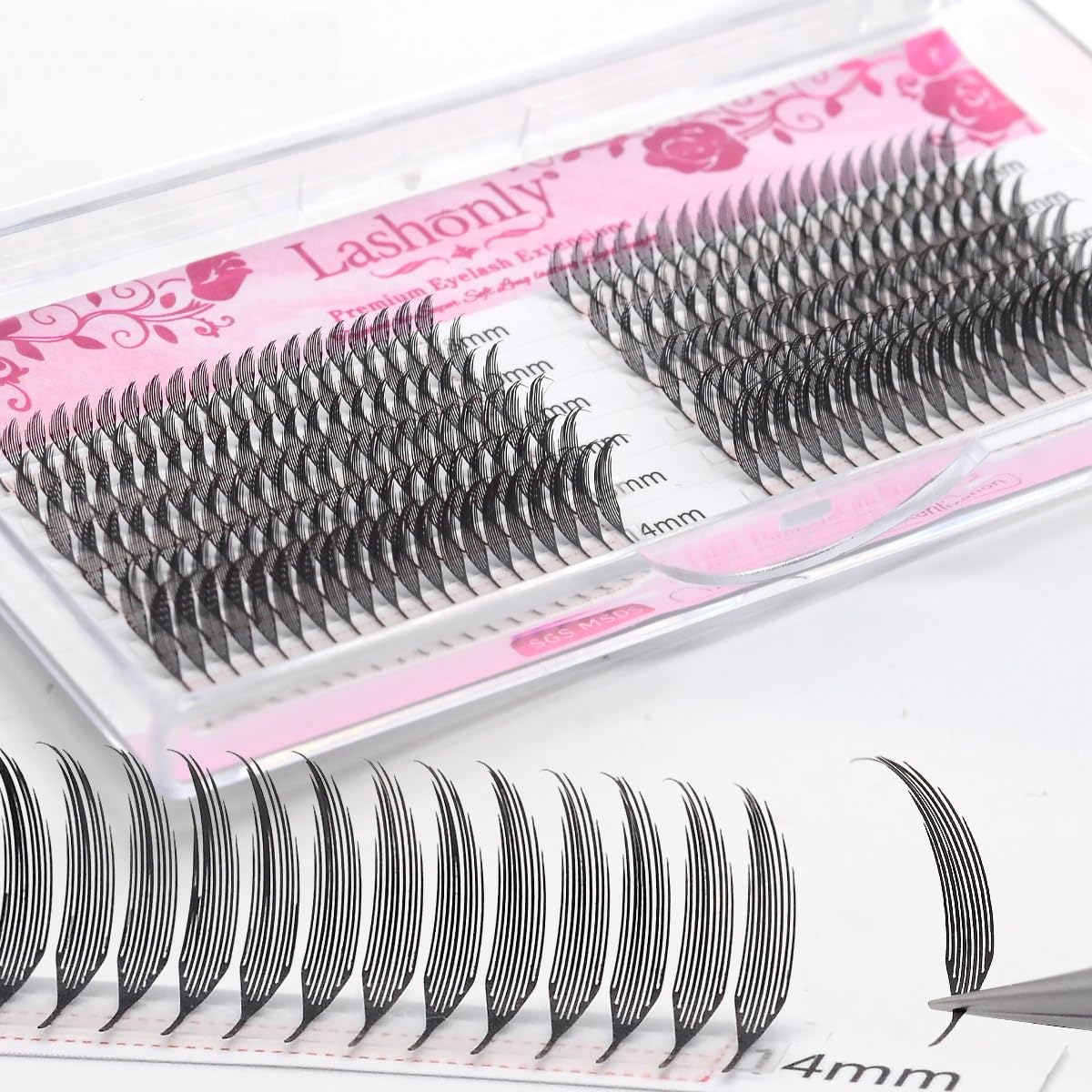 Anime Comic Spire Lash Premade Fans Feathered Premade Fans Soft Fluffy Dark Matte Lash Extensions(0.05C/D,MIX8-15) (C CURL, 0.05)