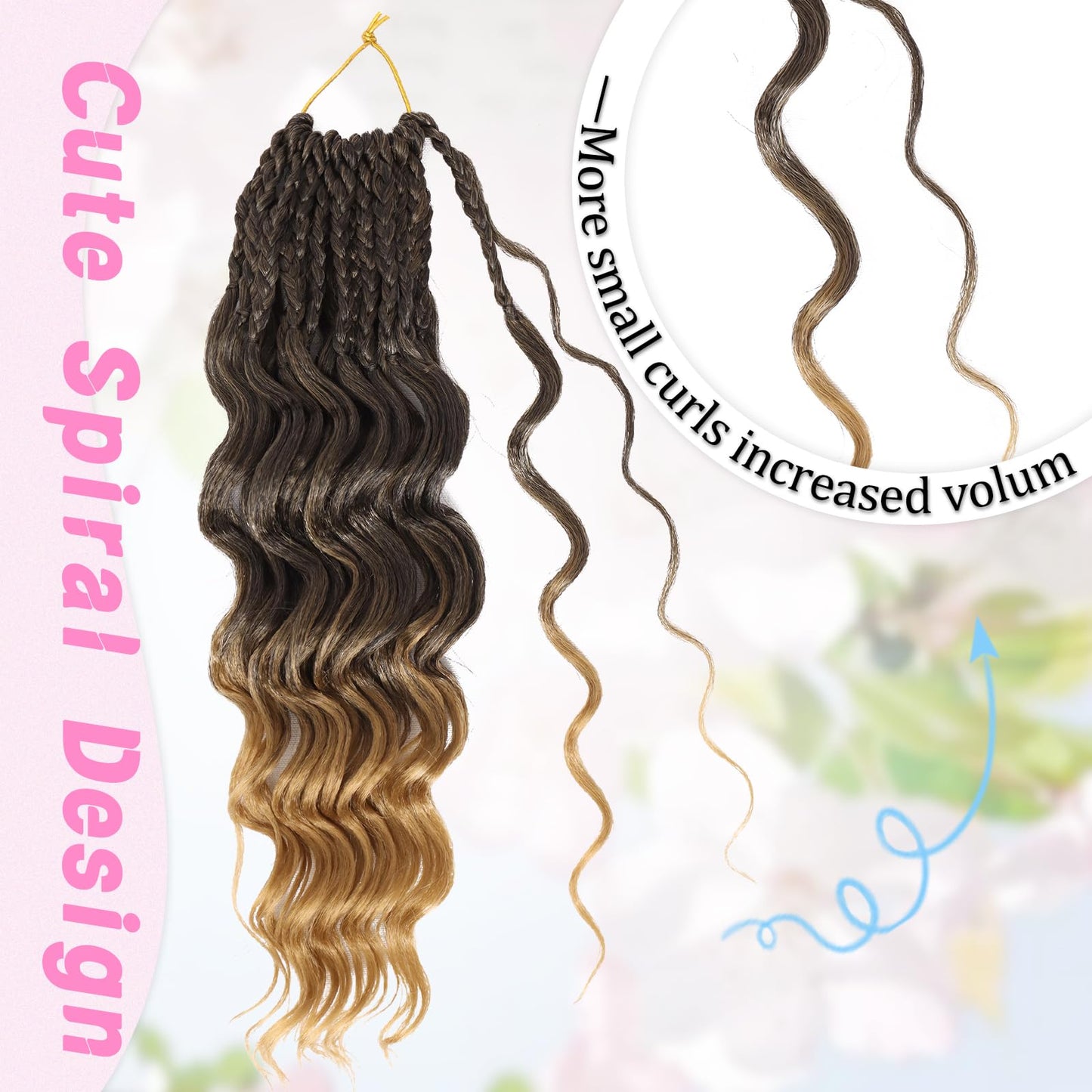 Gowit Pre Looped Deep Wave Crochet Hair 12 Inch 7 Packs Short Curly Ombre Blonde Pre Twisted Ocean Wave Deep Twist Crochet Braids Synthetic Braiding Hair for Black Women