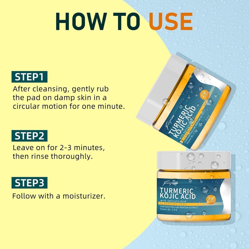 Turmeric Acid Cleansing Pads For Women: Exfoliating & Hydrating Turmeric Cleansing Pads for Face