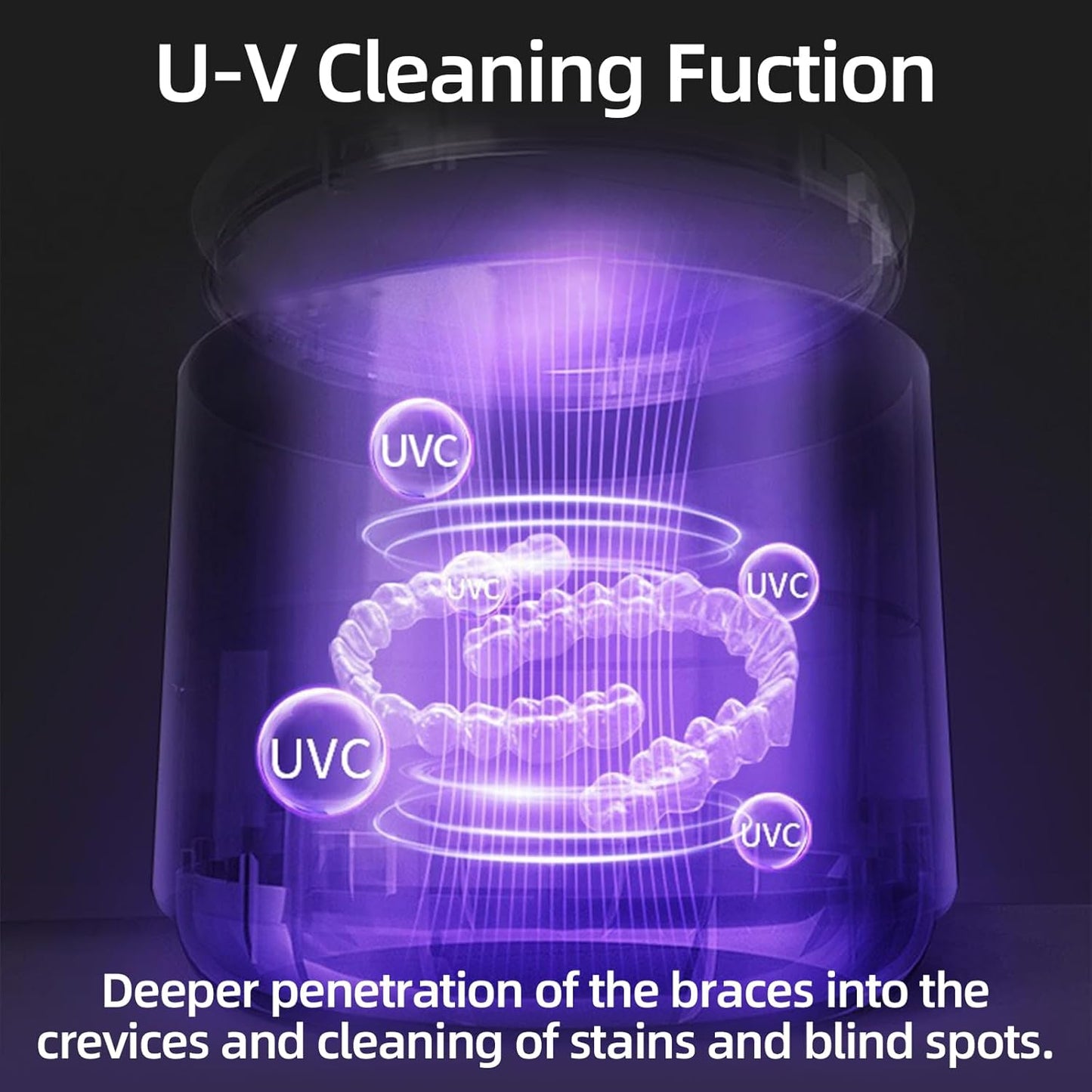 Ultrasonic Retainer Cleaner - Professional Dental Appliance Cleaning Device | 3 Modes, 230ml, White