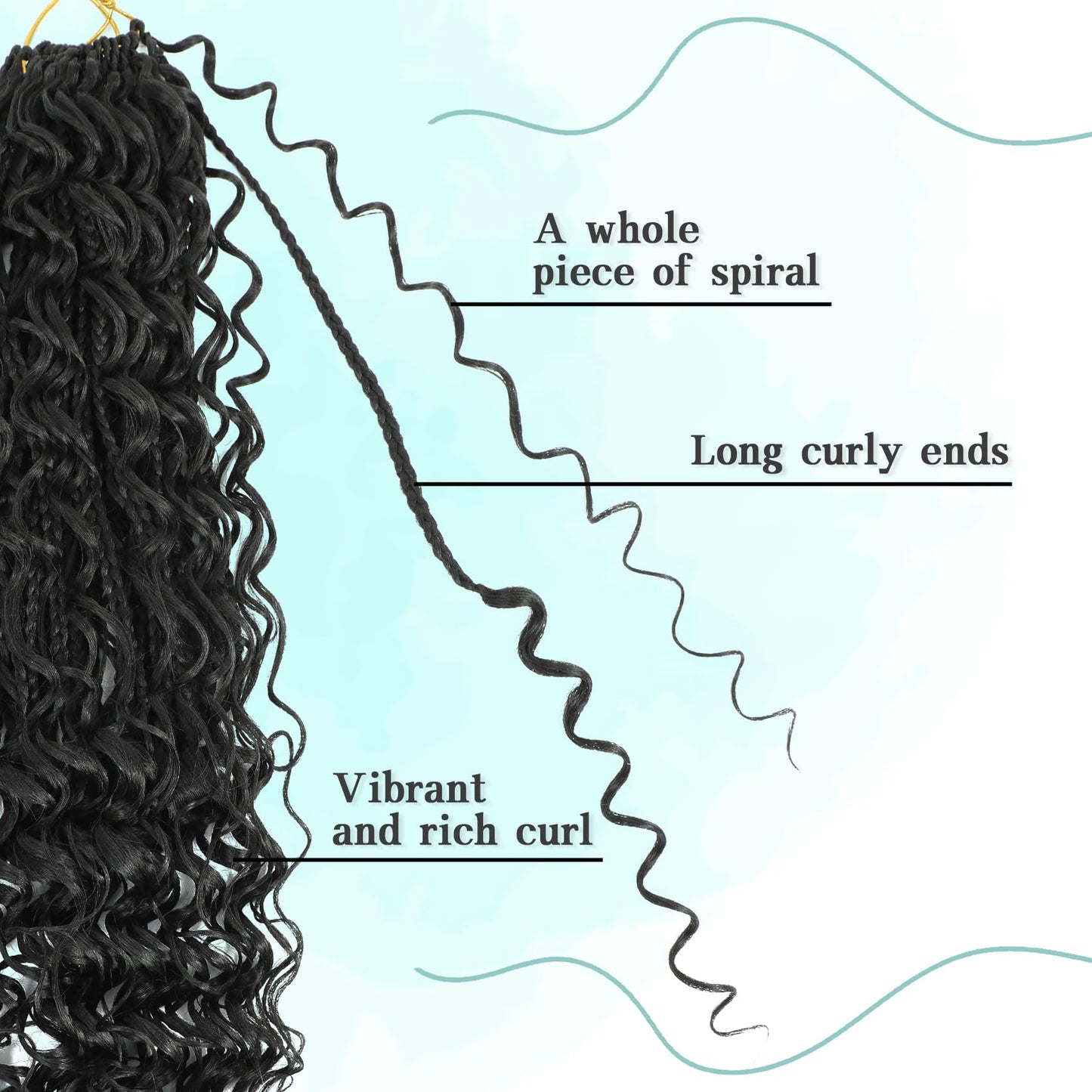 Liyate Boho Box Braids Crochet Hair for Women 18 Inch 7 Packs Black Bohemian Crochet Braids with Curly Ends Goddess Box Braids Crochet Braiding Hair Extensions, 1B