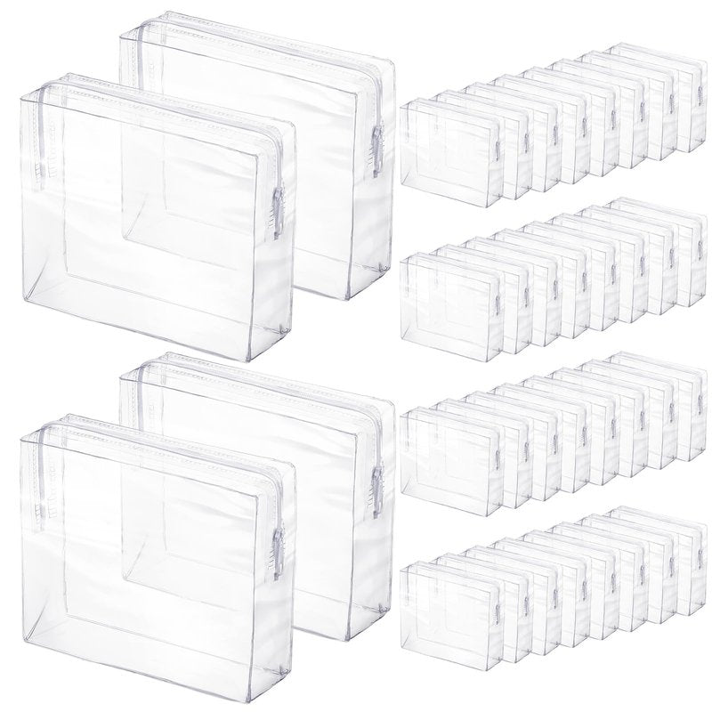 36 Pcs Mini Clear Makeup Bag Small Zipper Pouch Travel for Toiletries PVC Plastic Cosmetic Waterproof Toiletry for Women Men Vacation