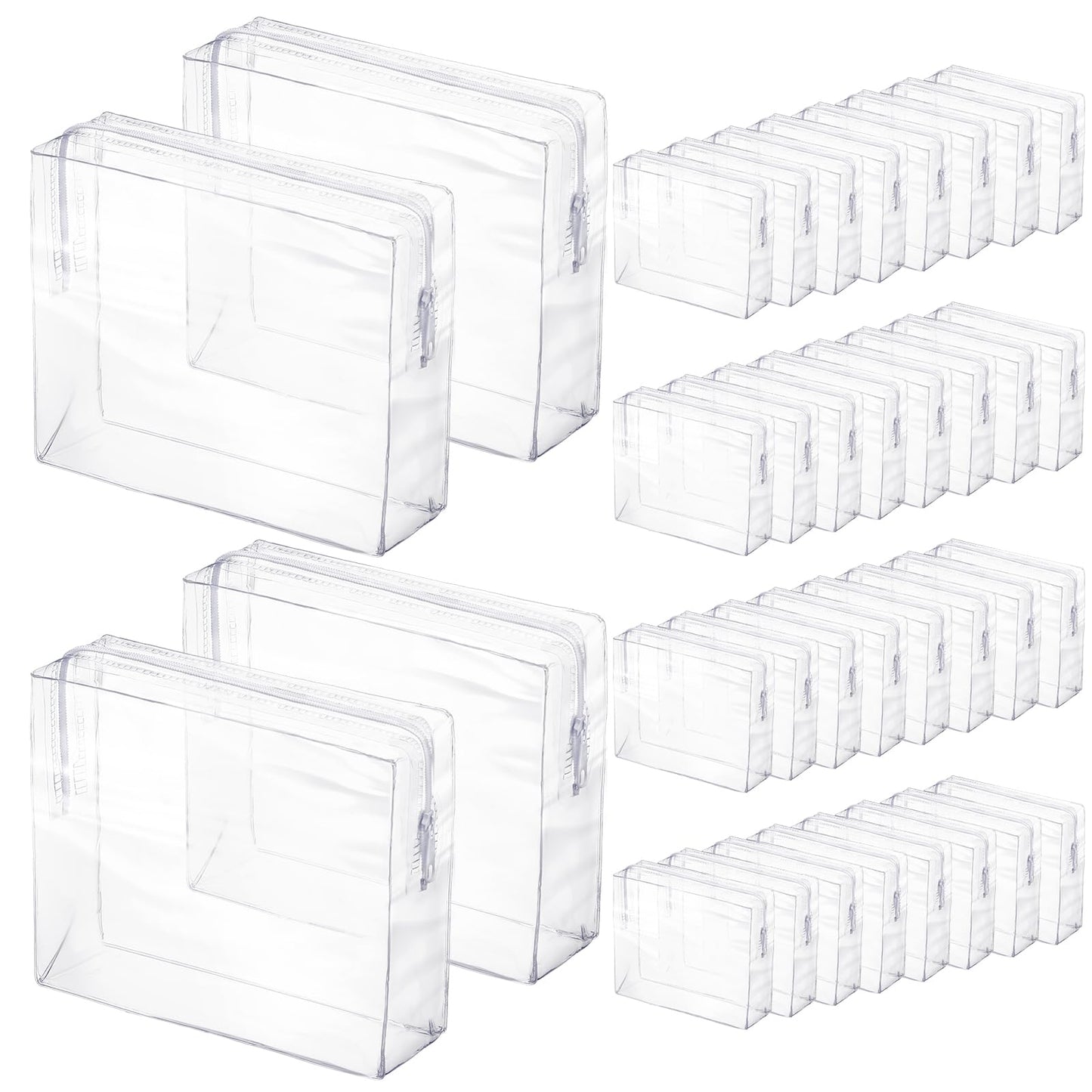 36 Pcs Mini Clear Makeup Bag Small Zipper Pouch Travel for Toiletries PVC Plastic Cosmetic Waterproof Toiletry for Women Men Vacation