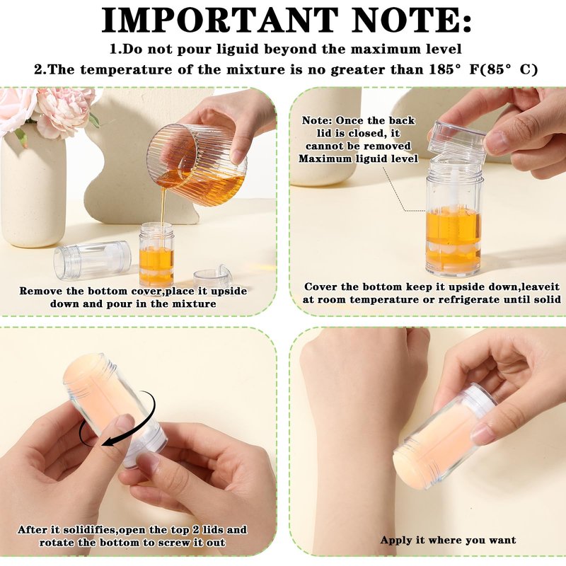 Lemecima 30 Pcs Empty Deodorant Containers Twist Filling Stick up Plastic Deodorant Container Refillable Deodorant Bottles Bottomfill Round Lip Balm Tubes for DIY Lipstick Crayon(30ml,Clear)