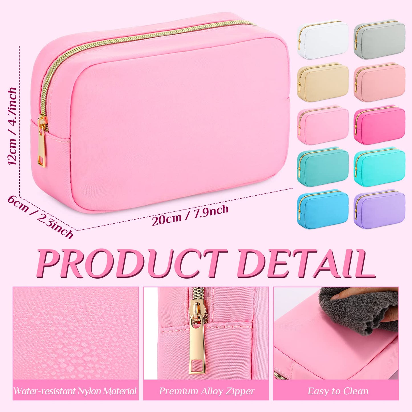 Sweetude 10 Pieces Nylon Makeup Bag Cosmetic Bags for Women Reusable Makeup Organizer Bag Cosmetic Travel Bag Big Capacity Toiletry Travel Organizer with Zipper(Colorful)