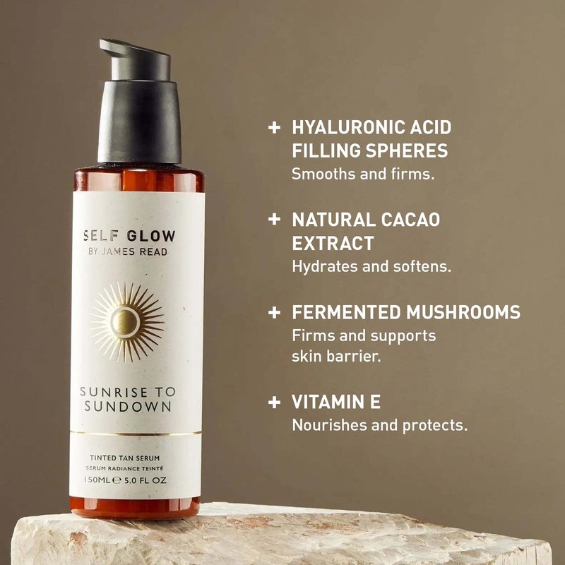 Self Glow by James Read - Sunrise to Sundown Tinted Tan Serum | Instant, Customizable Glow | Hydrate, Nourish, Soften | Non-Allergen Fragrance, Silicone + Drying Alcohol-Free (150mL | 5 fl oz)