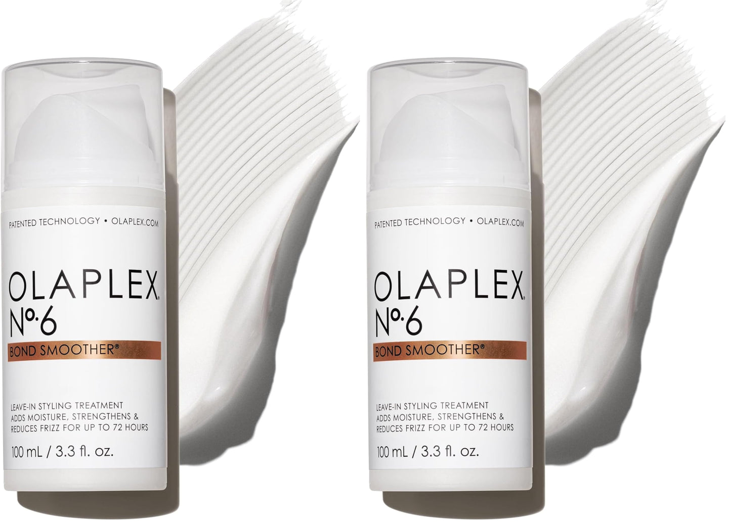 Olaplex Nº. 6 Bond Smoother: Leave-In Styling Treatment | Smooths,Conditions,& Strengthens | Frizz Control for Up to 72 Hours-| For Coily,Curly,Straight,and Wavy,100 mL / 3.3 Fl Oz,(Pack of 2)