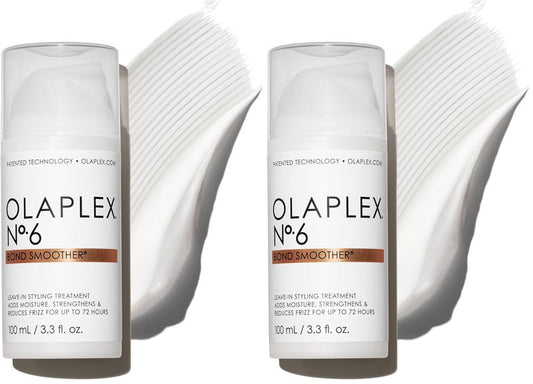 Olaplex Nº. 6 Bond Smoother: Leave-In Styling Treatment | Smooths,Conditions,& Strengthens | Frizz Control for Up to 72 Hours-| For Coily,Curly,Straight,and Wavy,100 mL / 3.3 Fl Oz,(Pack of 2)