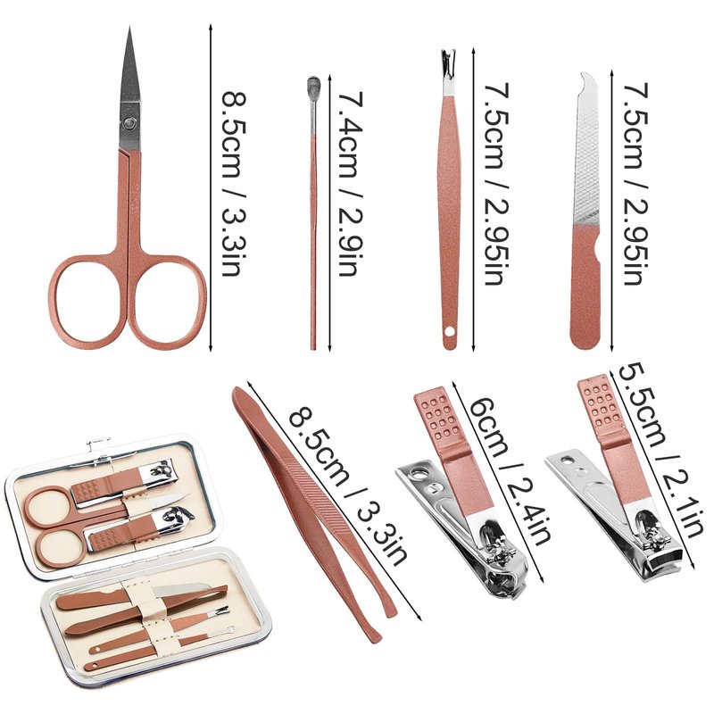Manicure Kit Bulk, Nail Clippers Set Stainless Steel Fingernail Clippers Set, Sturdy Nail Tip Cutter Trimmers Professional Grooming Toenail Clippers Personal Pedicure Kits 7 in 1 (Pink White 24 Pack)